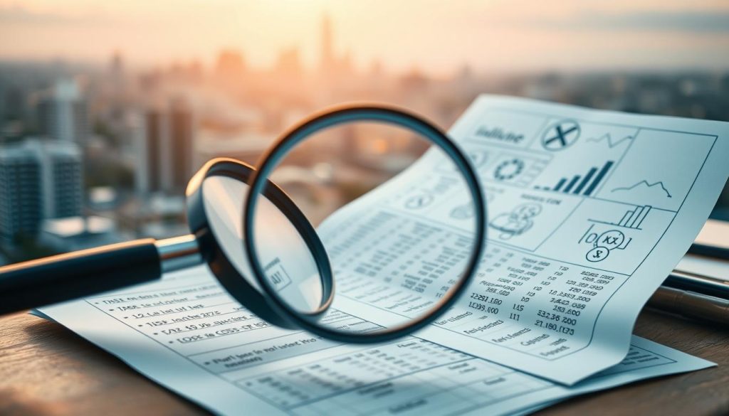 A thoughtful composition depicting the nuances of tax planning strategies. In the foreground, a magnifying glass examines financial documents, illuminating the intricate details of deductions and credits. The middle ground features a ledger with carefully calculated figures, surrounded by icons symbolizing different tax optimization techniques. In the background, a warm-toned cityscape sets the scene, suggesting the broader economic context. Soft lighting casts a contemplative mood, inviting the viewer to ponder the complexities of effective tax planning for professionals.